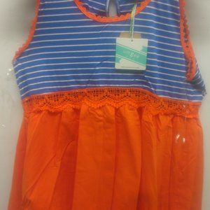Umgee Woman's Dress Medium Orange & Blue/White Stripes NWT